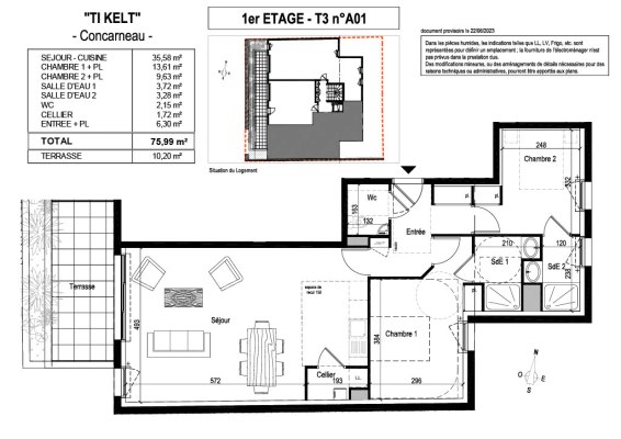 Résidence &quot; TI KELT &quot; - à vendre appartement de 75.99 m² au centre-ville de Concarneau