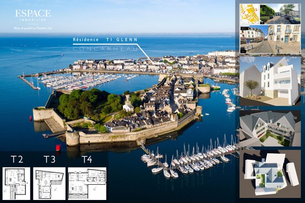 Résidence "TI GLENN" à vendre appartement 4 pièces de 88.85 m² au centre Ville de Concarneau