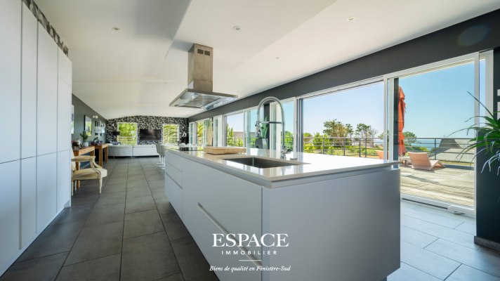 Névez plages à pied - belle maison moderne avec vue mer, piscine et terrasse panoramique