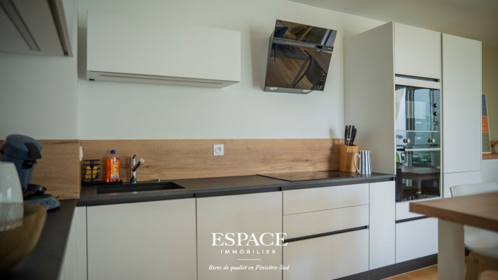 A vendre au coeur de Concarneau bel appartement trois pièces de plain-pied avec terrasse, jardin privatif et garage.